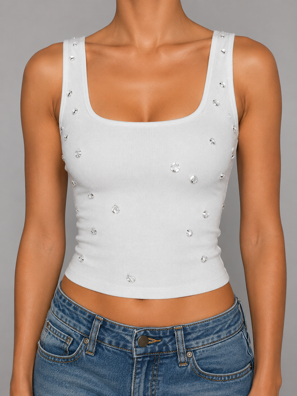Hazel Sleeveless Top with Diamond Details