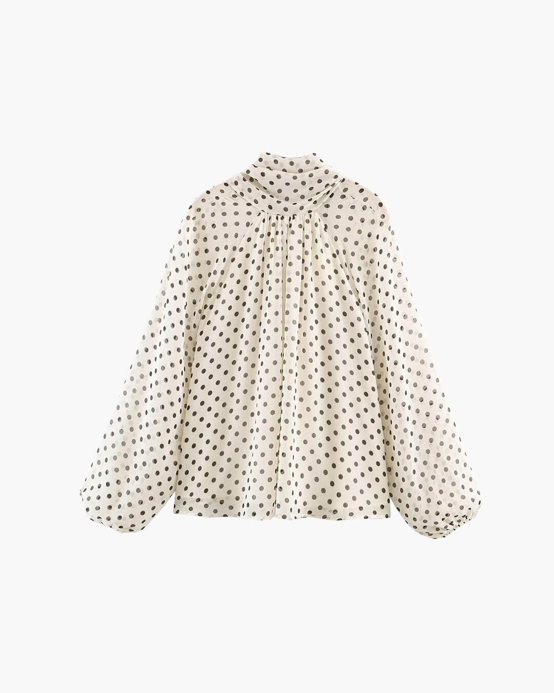 Sofia blouse with high collar and polka dots