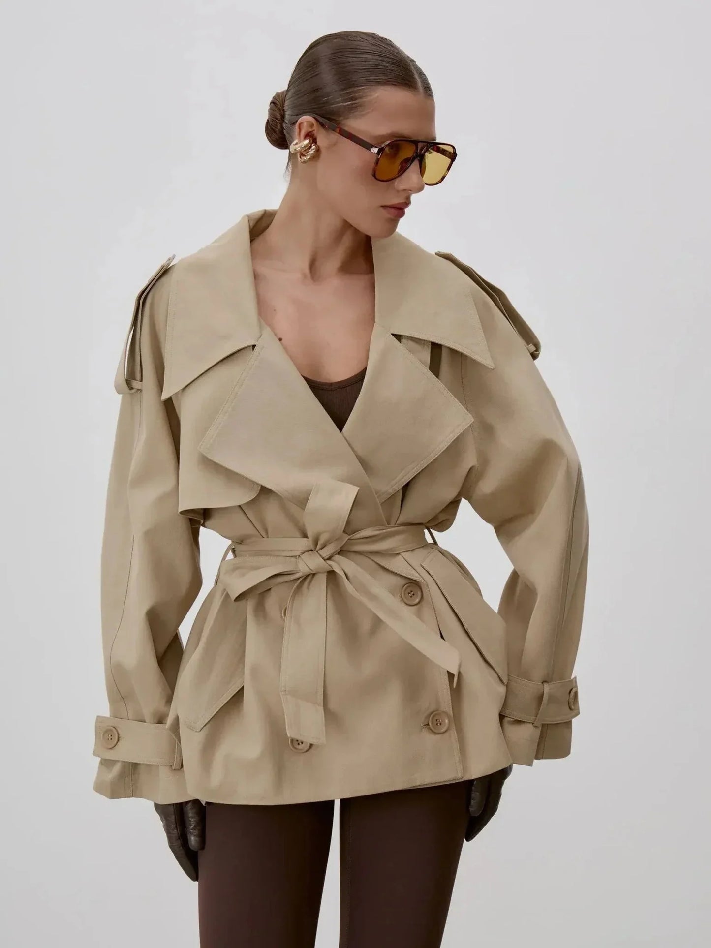 Octavia Schnür-Trenchcoat mit Stehkragen