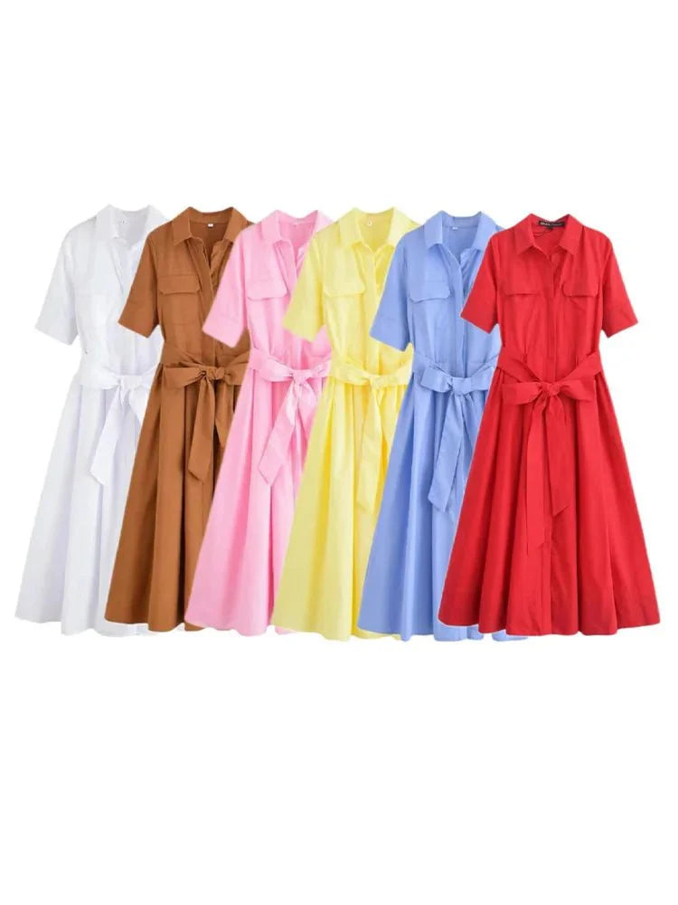 Ariane Hemdblusenkleid midi mit Gürtel