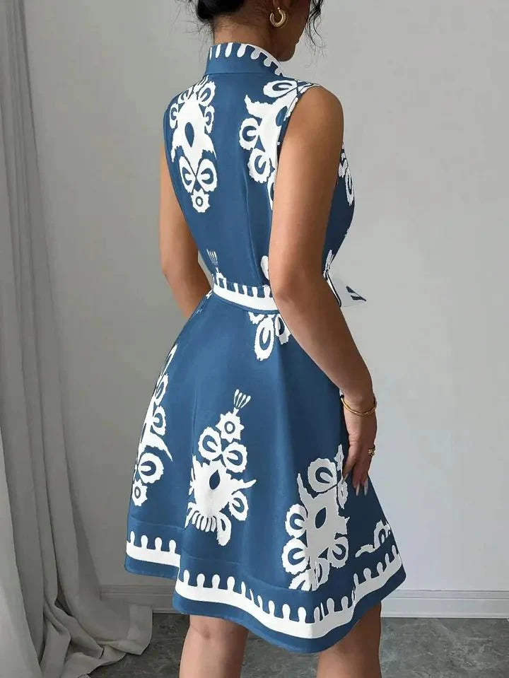 Bianca Butterfly Print Tie-Waist Midi Dress