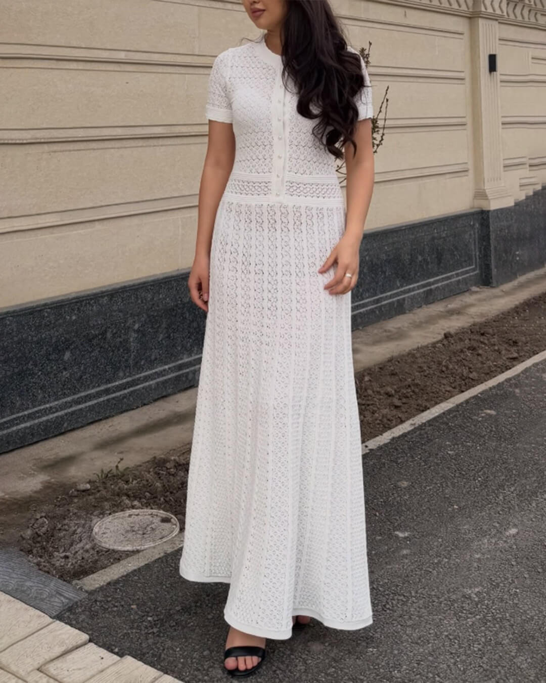 Jeriza Striped Henley Midi Dress