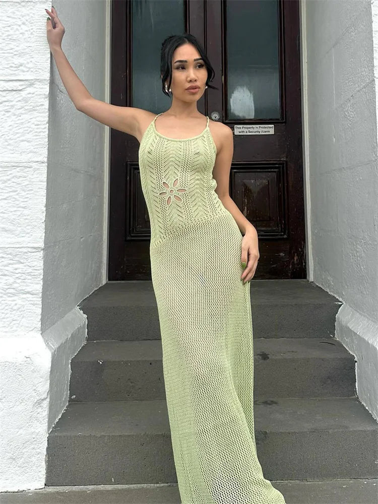 Lili Hollow Knit Maxi Dress