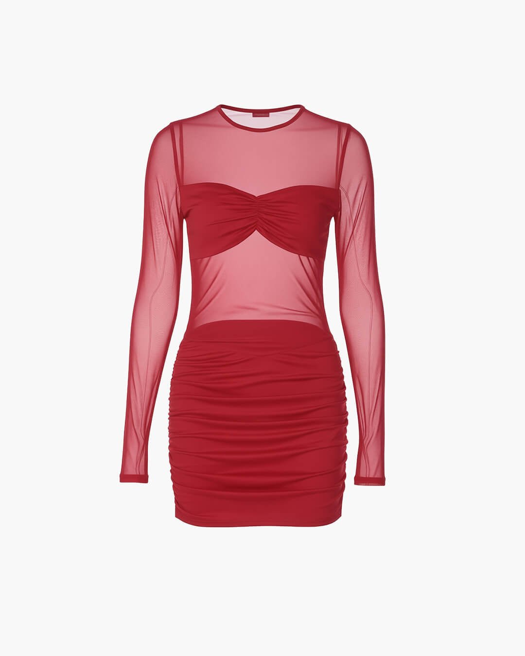 Transparentes Mesh Rüschen Minikleid