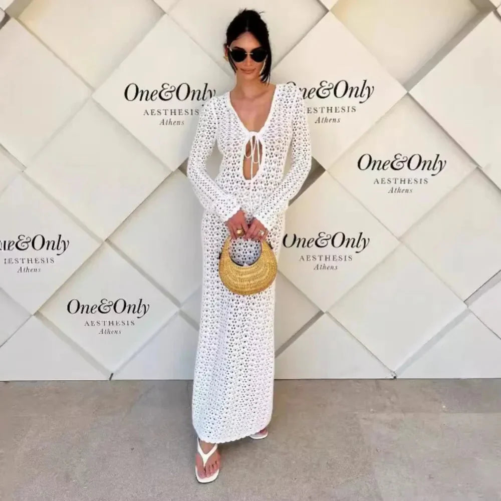 Lorina Crocheted Beach Dress with Cut-Outs