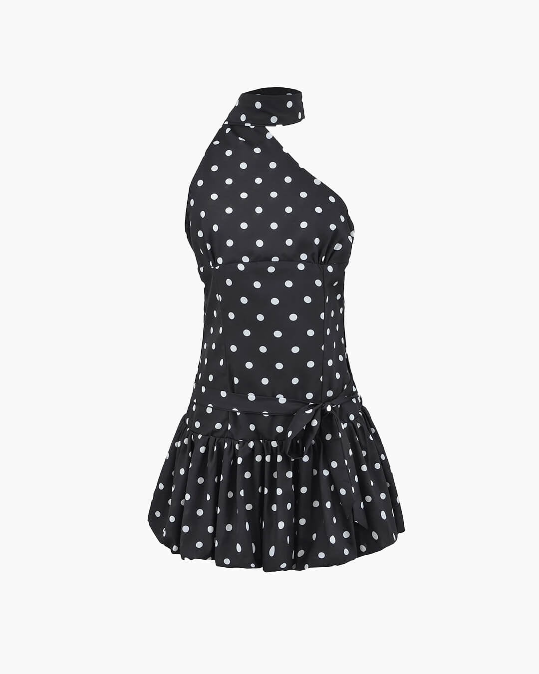 One-Shoulder Polka Dot Mini Dress