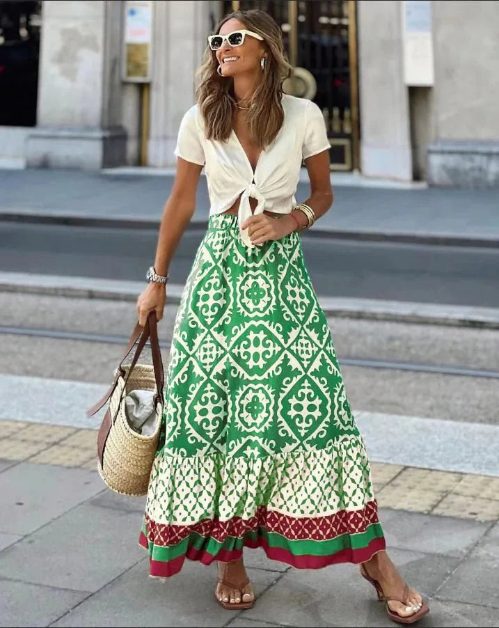Zara Boho Bedruckter Midi-Swing-Rock