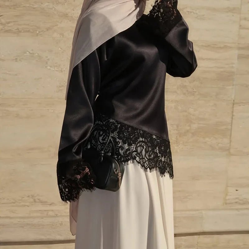 Serena Langarm-Top aus Spitze und Satin