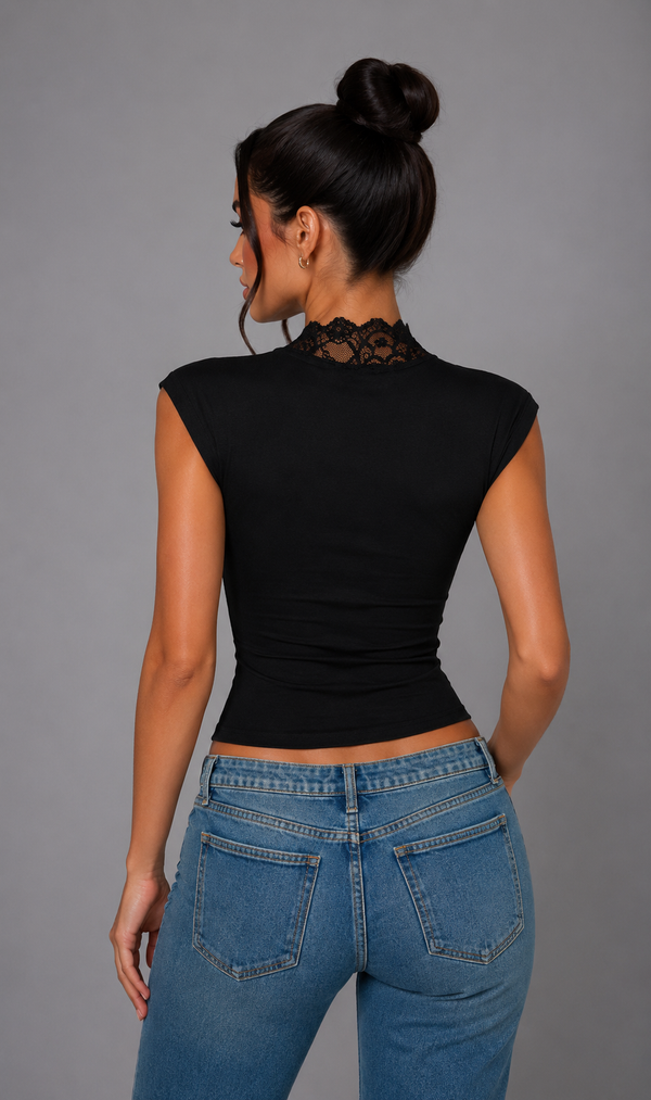 Lace V-Neck Corset Top