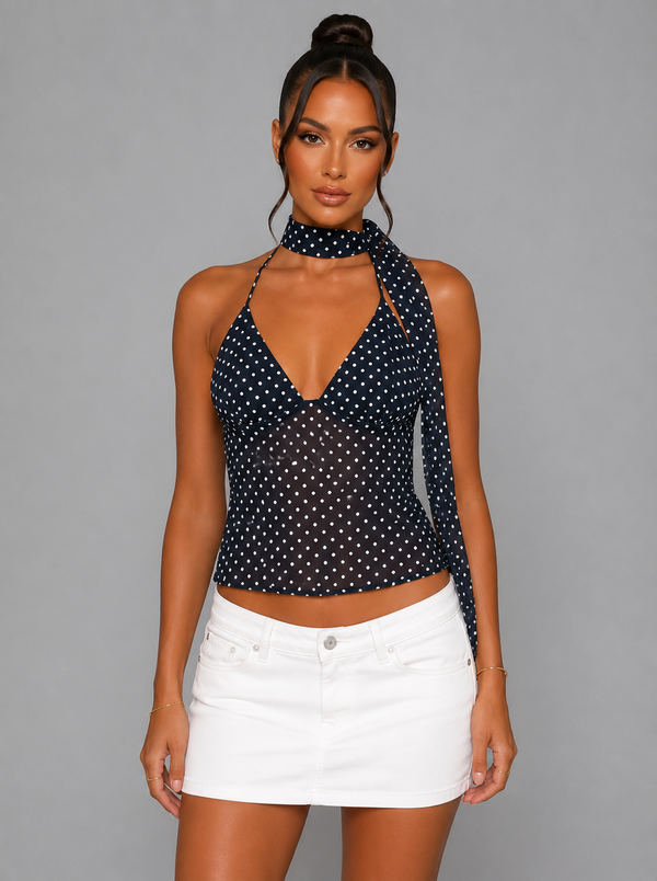 Araline Polka Dot Backless Top