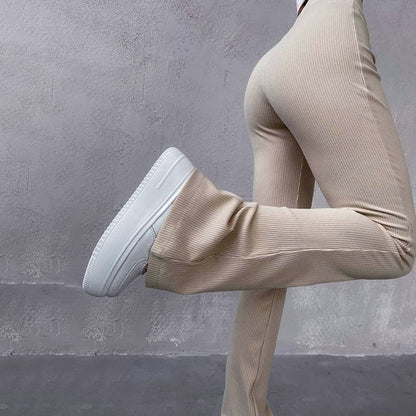 High-Waist Elastic Long Pants