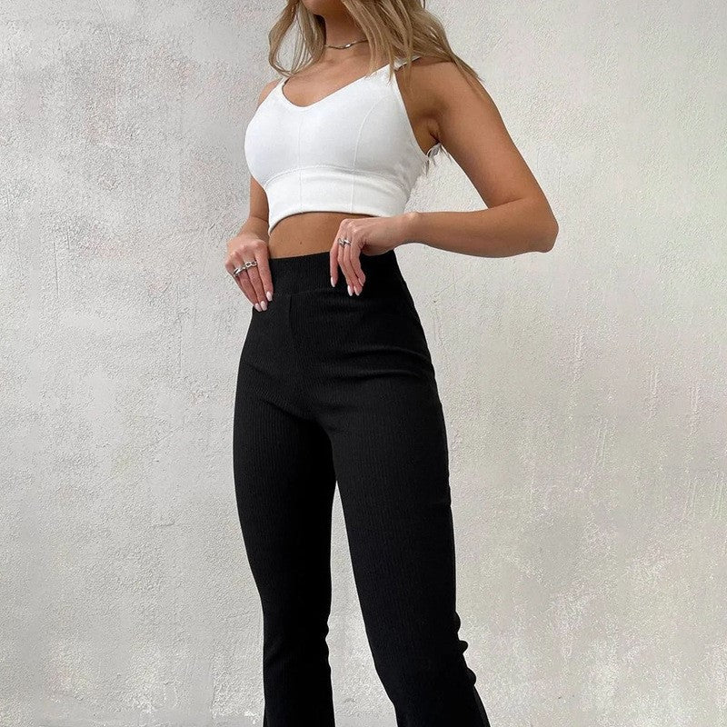 High-Waist Elastic Long Pants