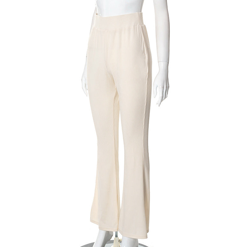 High-Waist Elastic Long Pants
