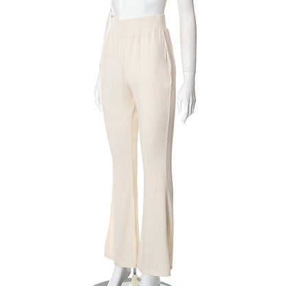 High-Waist Elastic Long Pants