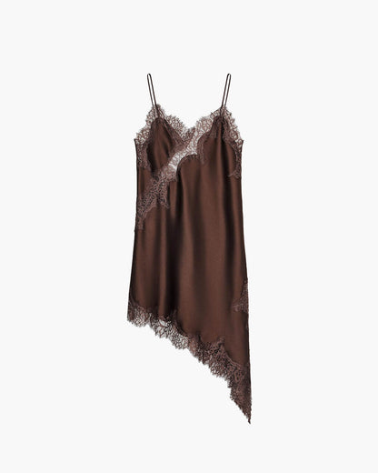 Arah Asymmetrisches Satin - Spitzen - Midikleid