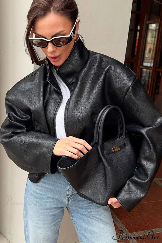 Lederjacke mit Reißverschluss