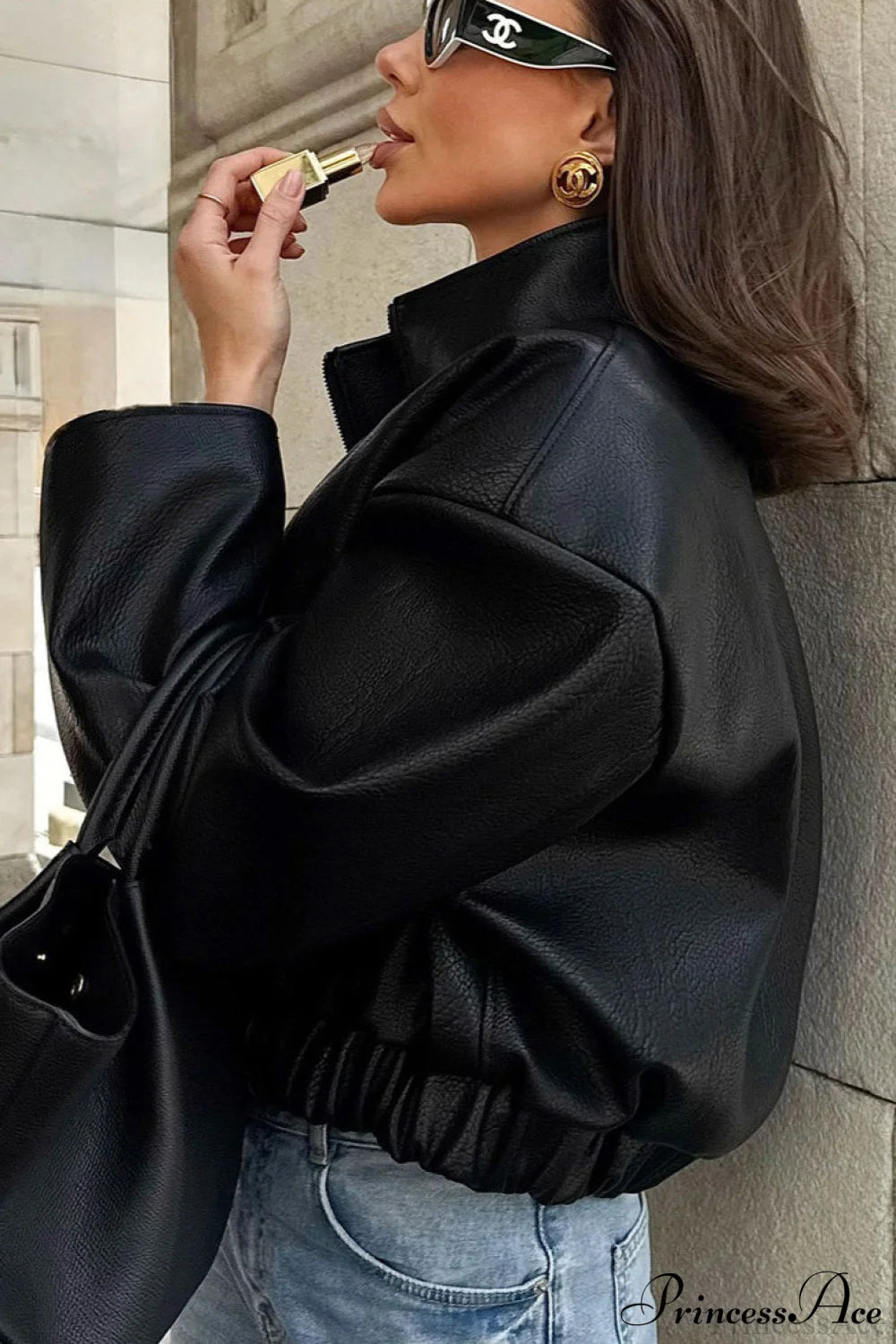 Lederjacke mit Reißverschluss