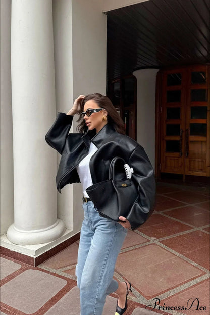 Lederjacke mit Reißverschluss