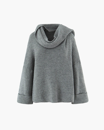 Locker Strickpullover mit Schal
