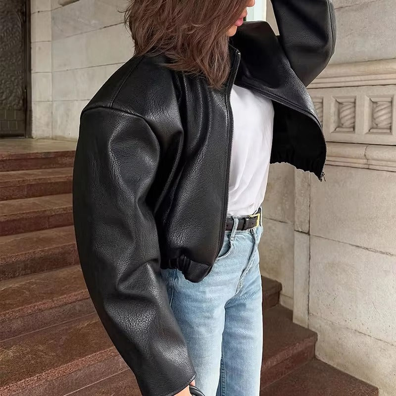Lederjacke mit Reißverschluss