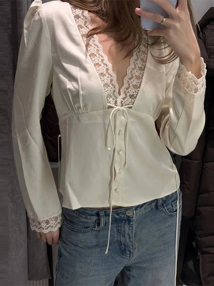 Beatrice Patchwork-Blazer mit Schnürung