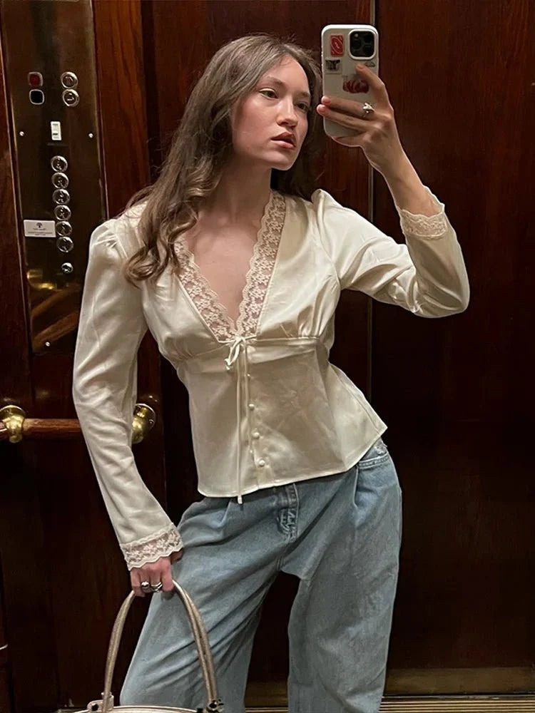 Beatrice Patchwork-Blazer mit Schnürung