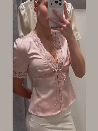Beatrice Patchwork-Blazer mit Schnürung