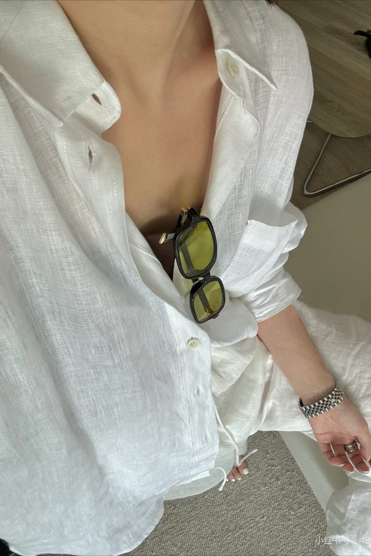 Beatrice Leinen Loose-Fit Langarmbluse