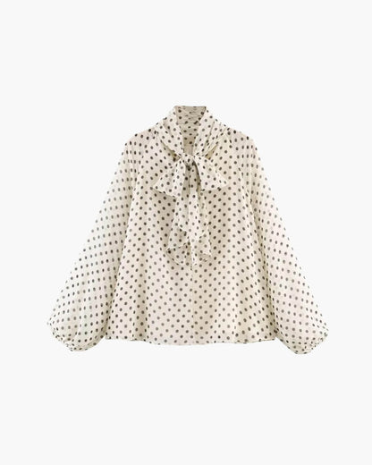 Sofia blouse with high collar and polka dots