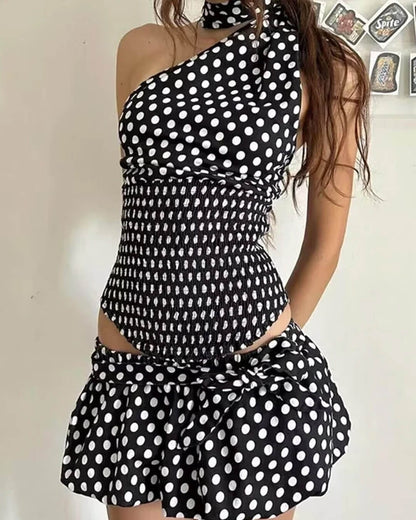 Astrid Polka Dot Elastischer Minirock