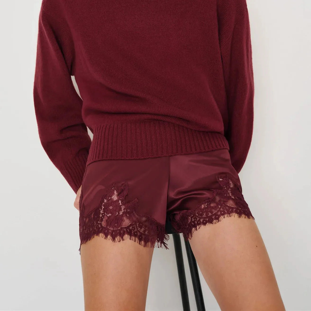 Dominique Satin-Seide Spitzen-Shorts