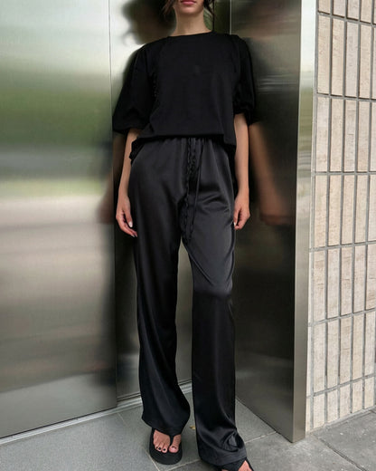 Norma Hochbund-Satin-Hose mit weitem Bein