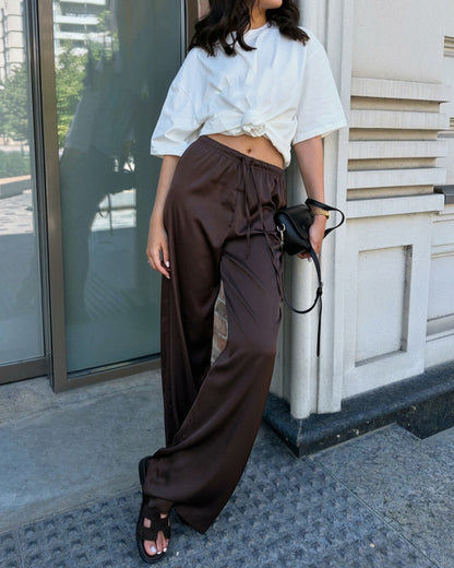 Norma Hochbund-Satin-Hose mit weitem Bein
