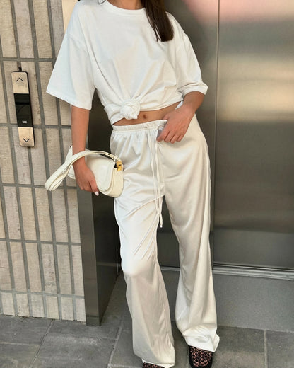 Norma Hochbund-Satin-Hose mit weitem Bein