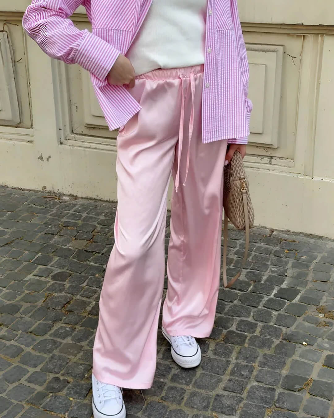 Norma Hochbund-Satin-Hose mit weitem Bein