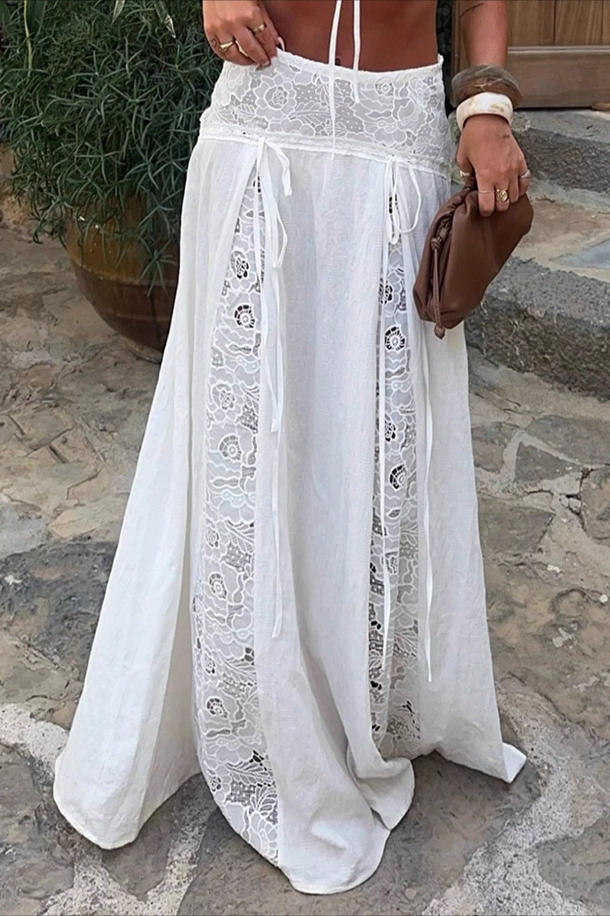 Quinn Low-Rise Lace Maxi Skirt