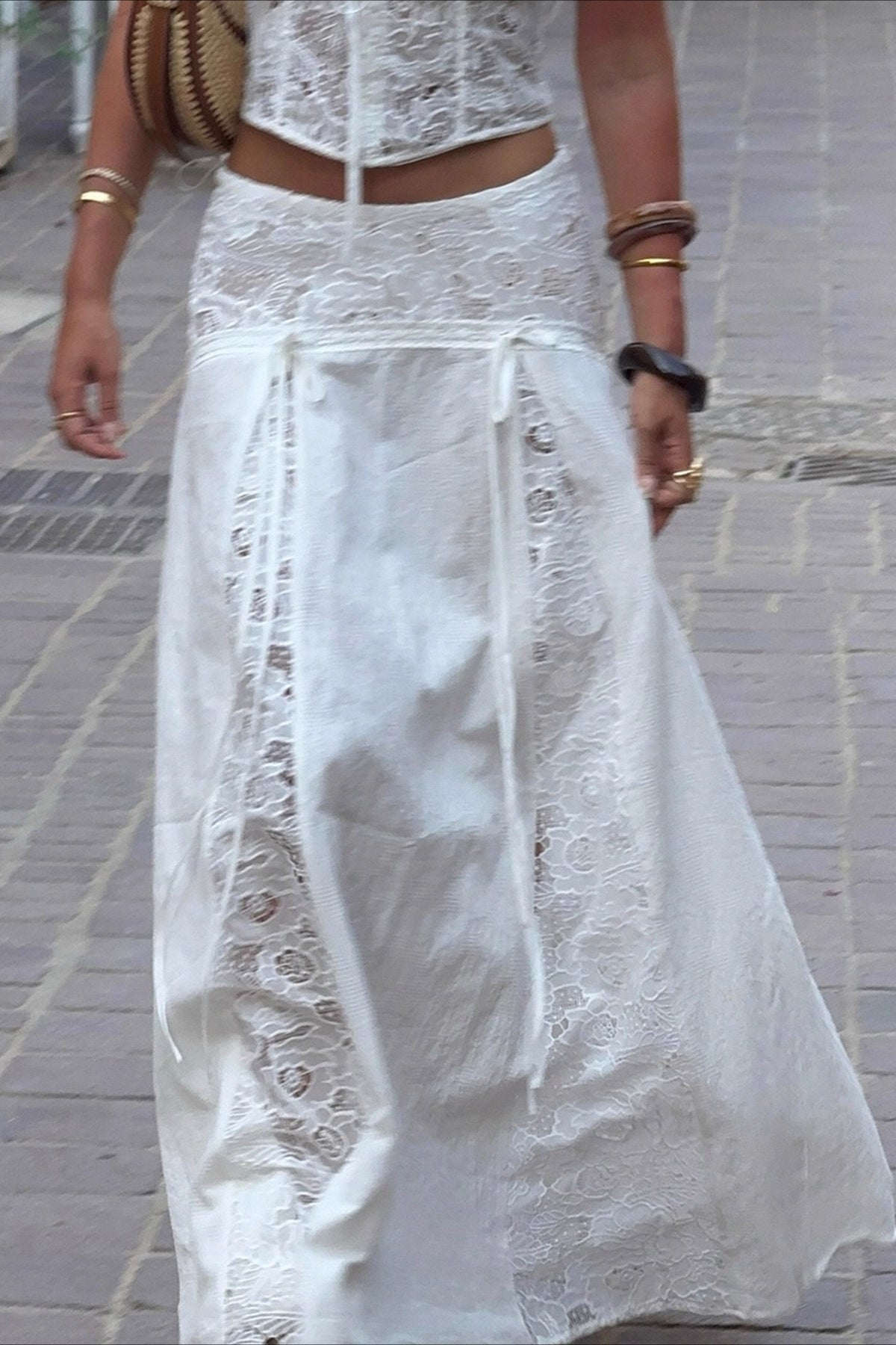 Quinn Low-Rise Lace Maxi Skirt