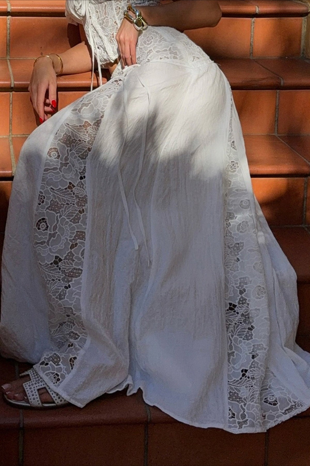 Quinn Low-Rise Lace Maxi Skirt