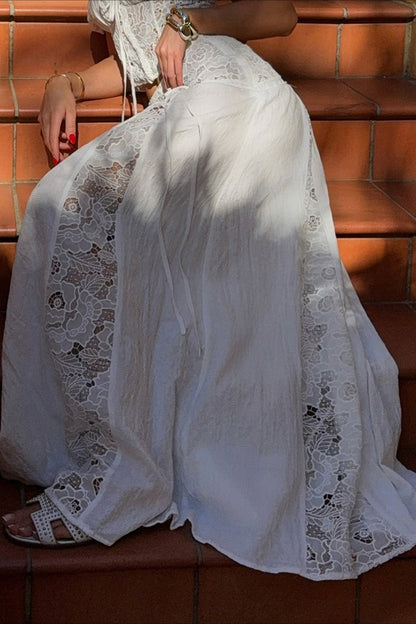 Quinn Low-Rise Lace Maxi Skirt