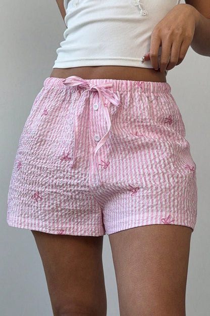 Tirzah Gestreifte Low-Waist-Shorts mit Elastikbund
