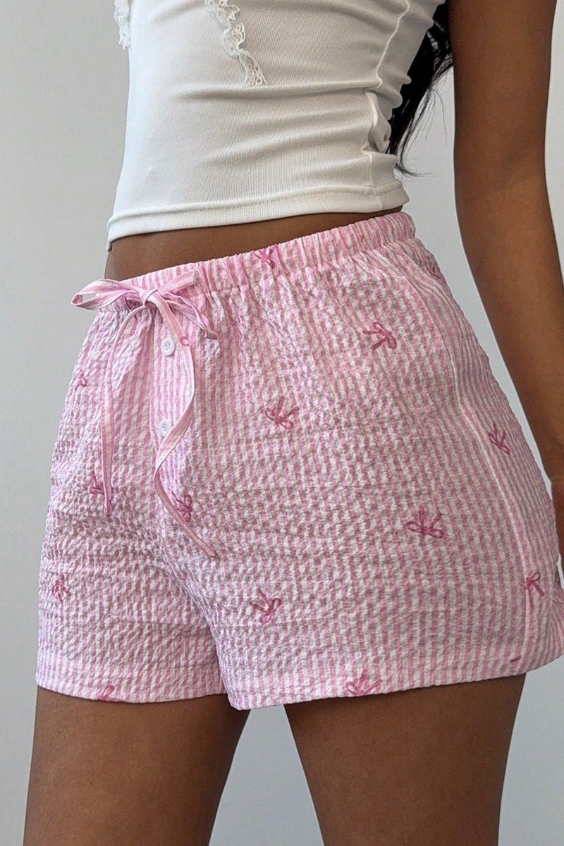 Tirzah Gestreifte Low-Waist-Shorts mit Elastikbund