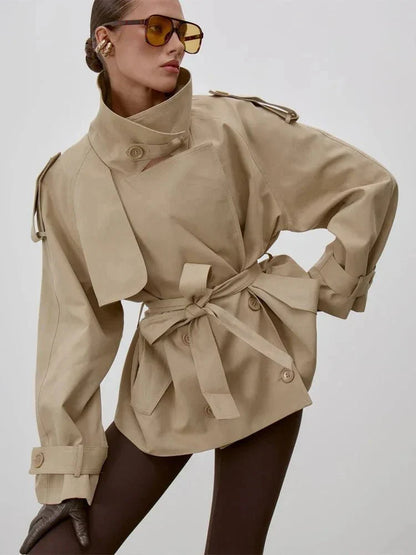 Octavia Schnür-Trenchcoat mit Stehkragen