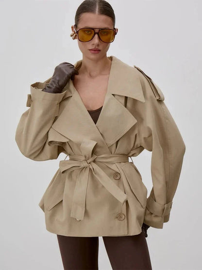 Octavia Schnür-Trenchcoat mit Stehkragen