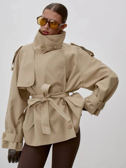 Octavia Schnür-Trenchcoat mit Stehkragen