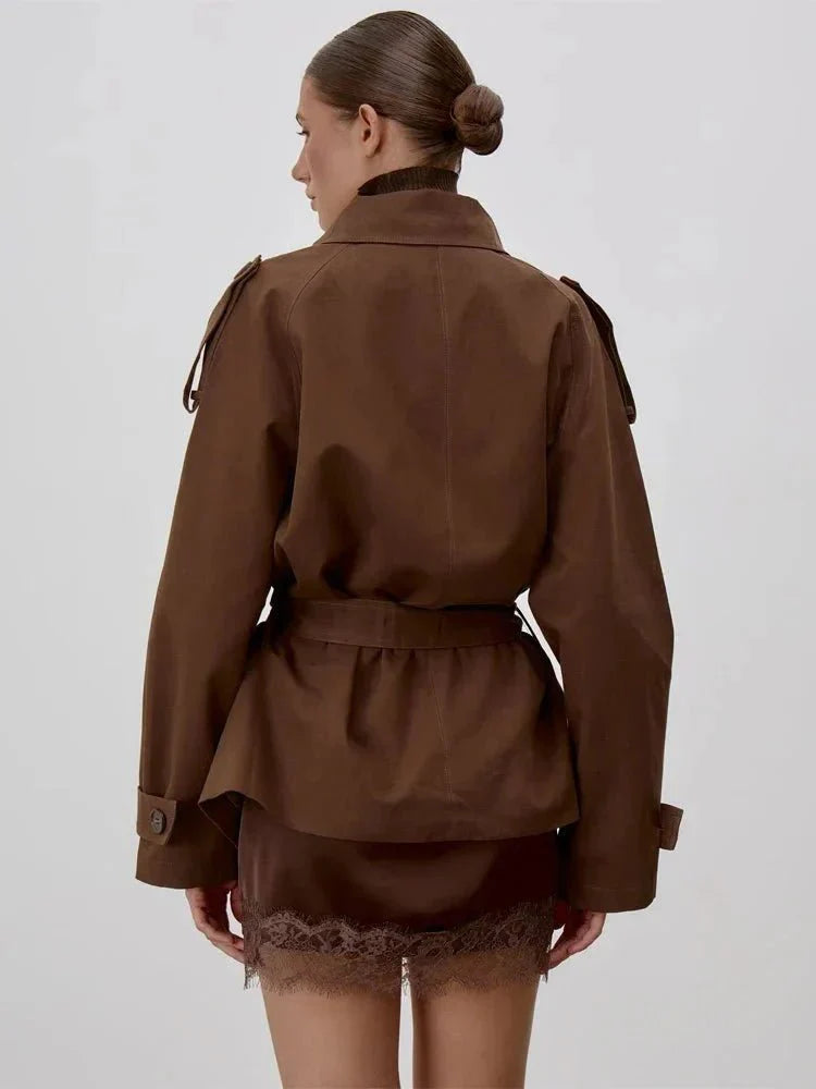 Octavia Schnür-Trenchcoat mit Stehkragen