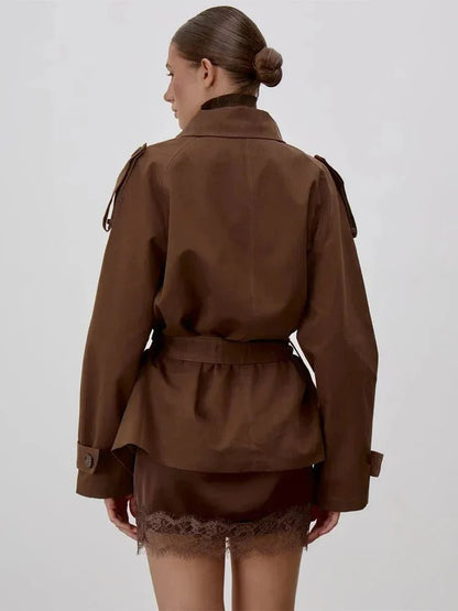 Octavia Schnür-Trenchcoat mit Stehkragen