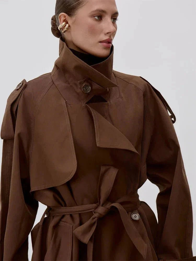 Octavia Schnür-Trenchcoat mit Stehkragen