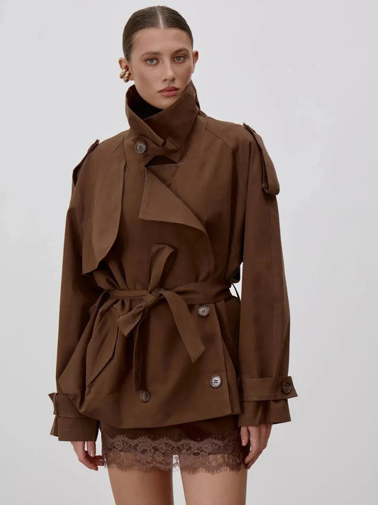 Octavia Schnür-Trenchcoat mit Stehkragen