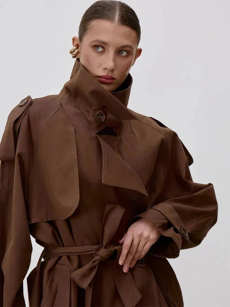 Octavia Schnür-Trenchcoat mit Stehkragen