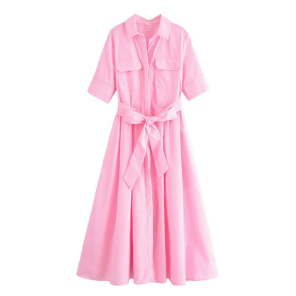 Ariane Hemdblusenkleid midi mit Gürtel